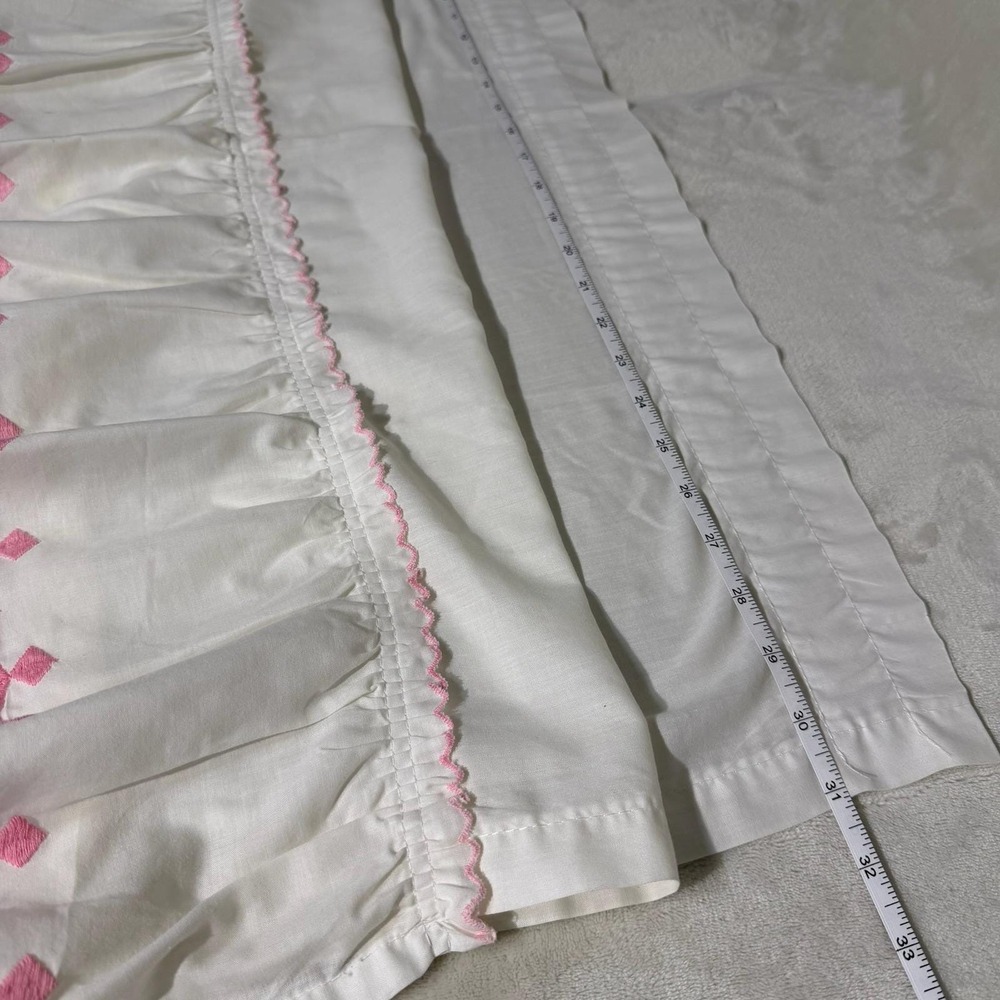 Set of‎ Vintage White Pink Embroidered Curtains 1 Panel & 5 Valances Cottagecore - Picture 11 of 12